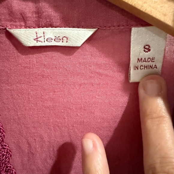 Vintage Pink Shell Button Down Shirt w Pockets Mandarin Collar 100% Raimie Linen - Picture 4 of 8